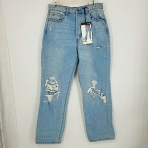 Cello Super High Rise Dad Jean Destructed Light Wash Jean Size 9/29